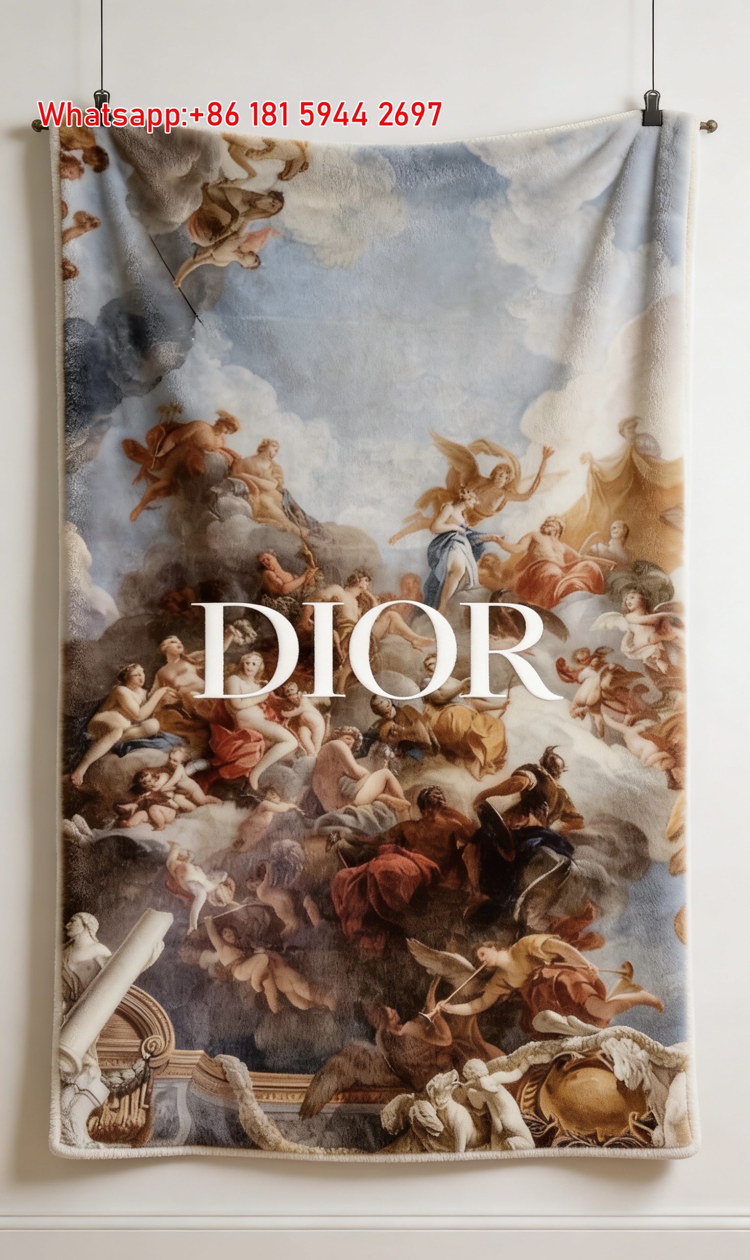 Dior Baroque Ceiling Fresco Flannel Sofa Blanket D311